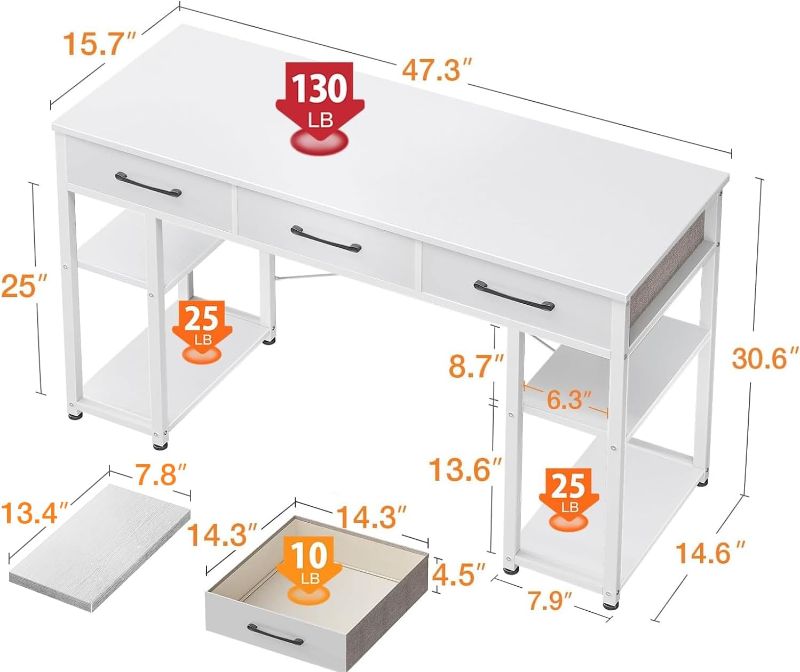 Photo 2 of ODK desk with 3 drawers and 2 shelves on each side 