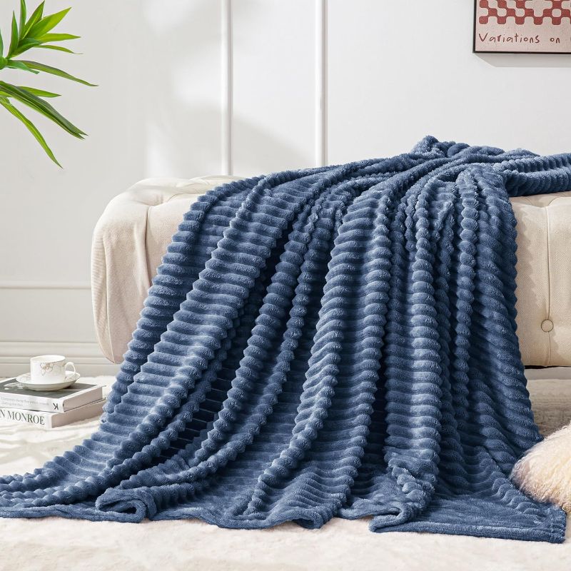 Photo 2 of Bundle:
$26: Ameritex Waterproof Dog Bed Cover Pet Blanket for Furniture Bed Couch Sofa Reversible 52x82 Inch (Pack of 1) Navyblue+stoneblue
$16: BEDELITE Fleece Throw Blanket for Couch – 3D Ribbed Jacquard Soft and Warm Decorative Fuzzy Blanket – Cozy, F