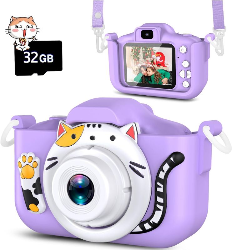 Photo 1 of DITUPAN Kids Camera Toys for 3 4 5 6 7 8 9 10 11 12 Year Old Girls?Upgrade Selfie Camera for Kids Christmas Birthday Festival Gift for Kids Digital Camera with 32GB SD Card