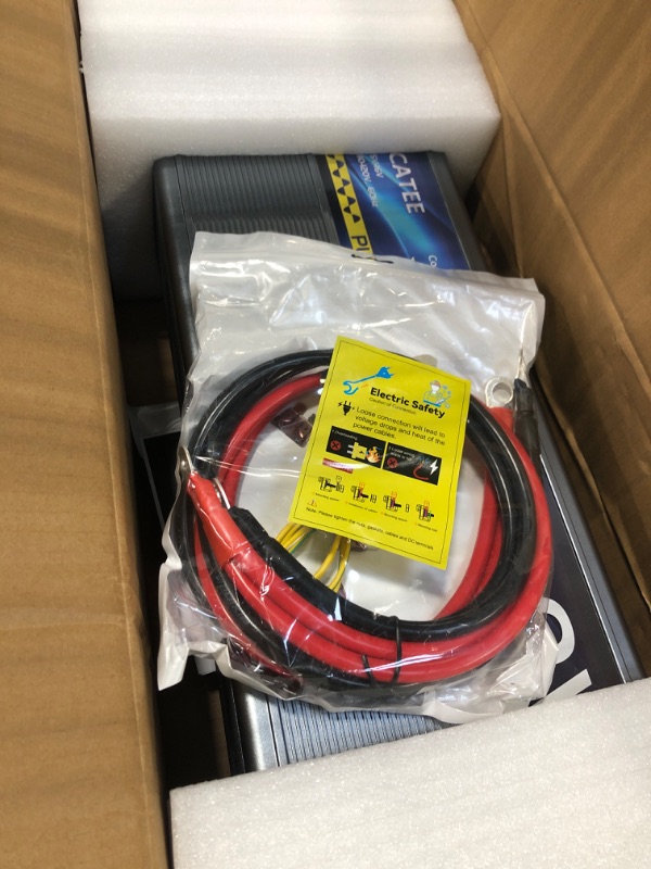 Photo 1 of 4000W Pure Sine Wave Inverter 12V DC to 120V AC Converter for Truck, Home, RV, Peak 8000W Off-Grid Solar Power Inverter with 4 AC Outlets, Dual 3.4A USB Ports, Remote Controller with Screen 4000W with remote controller Gray