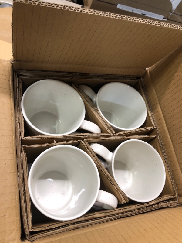 Photo 2 of famiware Coffee Mugs for 4, 12 oz Mug Set, Dringking Cup with Handle for Coffee, Tea, Cocoa, Milk, Saturn serise, White White set for 4, SA