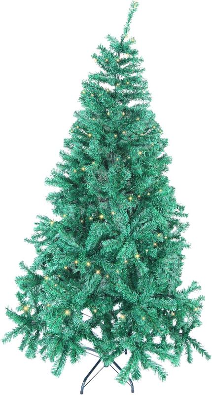 Photo 1 of AGM Christmas Tree 6ft, Christmas Artificial Pine Tree with 600 Branches, 300 Light, Metal Stand, 6 Feet Tall Christmas Tree for Holiday Christmas Decoration