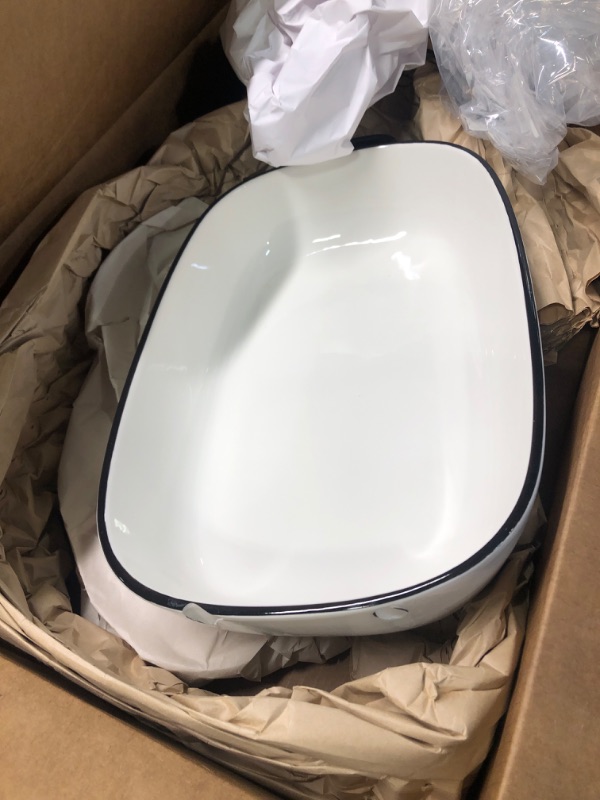 Photo 2 of 4.5 Quart Ceramic Baking Dish,Serving Bakeware for Casserole,Lasagna,Gratin,Broiling,Roasting,and Baking.Large Deep 14x10x3.11 inches Pan,Safe for Oven Microwave Refrigerator Disinfection Cabinet and White