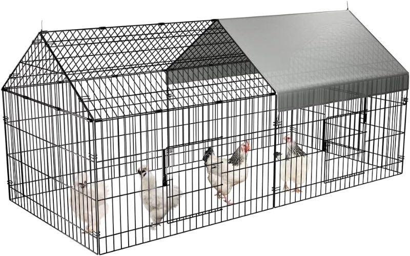 Photo 1 of PawGiant Chicken Coop 86"×40" Chicken Run Pen for Yard with Cover Outdoor Metal Portable Chicken Tractor Cage Enclosure Crate Outside for Small Animals Duck Rabbit Hen