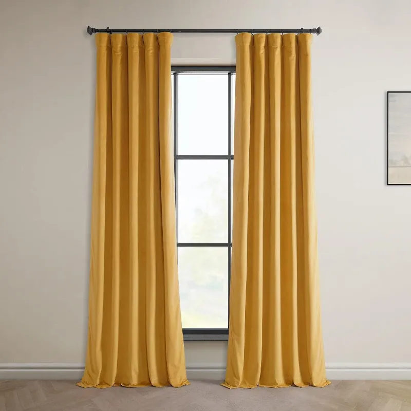 Photo 1 of HPD Half Price Drapes Heritage Plush Velvet Curtains 84 Inches Long Room Darkening Curtains for Bedroom & Living Room 50W x 84L, (1 Panel), Aztec Gold
