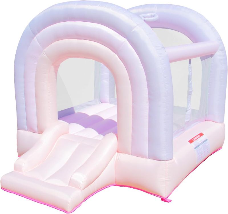 Photo 1 of Bounceland Daydreamer Cotton Candy Bounce House [NO Blower], Pastel Bouncer with Slide, 8.9 ft L x 7.2 ft W x 6.7 ft H, Basketball Hoop, 30 Pastel Plastic Balls, Trendy Bouncer for Kids
