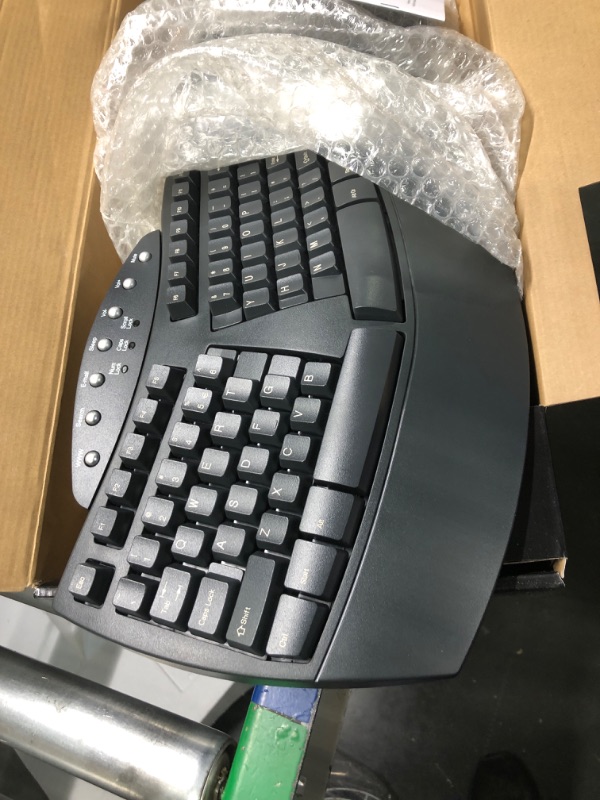 Photo 1 of Perixx Periboard-512 Ergonomic Split Keyboard - Natural Ergonomic Design - Black - Bulky Size 19.09"x9.29"x1.73", US English Layout Wired Black Keyboard