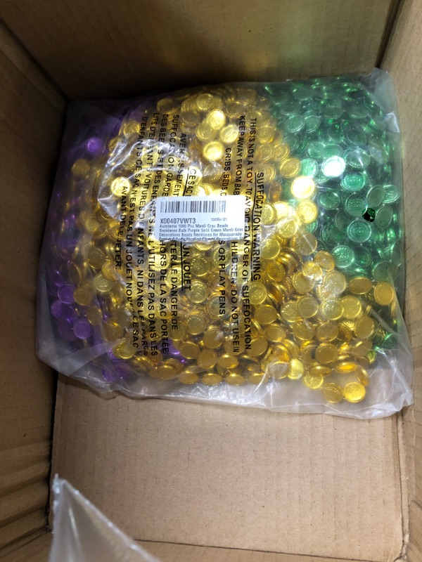 Photo 2 of 1000 Pcs Mardi Gras Beads Necklaces Bulk Purple Gold Green Mardi Gras Decorations Beads Necklaces for Masquerade Costume Party Carnival Parade Decorations St Patrick Day Celebrations Supplies