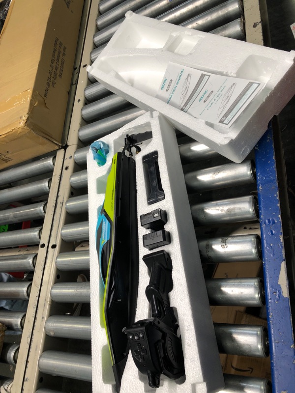 Photo 2 of 4DRC S2 High Speed RC Boats with LED Lights & 2 Batteries, 30+ mph Remote Control Boat for Pools and Lakes, Capsize Recovery, Low Battery Reminder,2.4Ghz Racing Boats for Adults Kids,Green