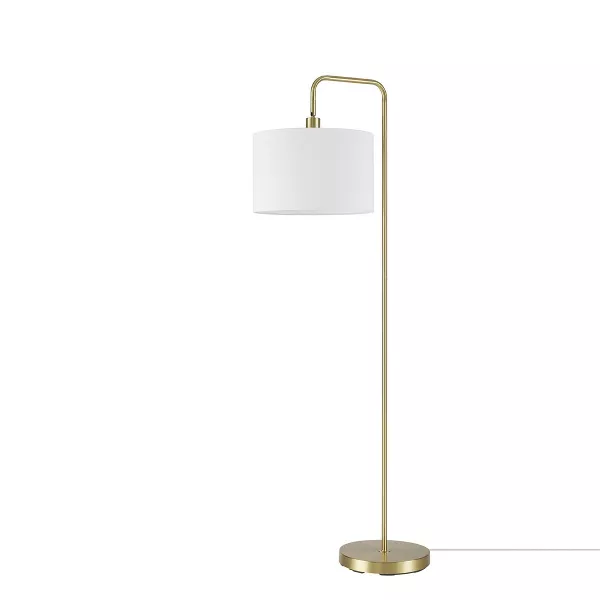 Photo 1 of 58" Brass Floor Lamp with White Linen Shade - Globe Electric
