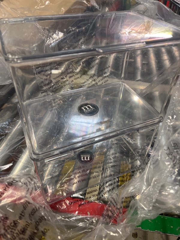 Photo 1 of mDesign Plastic Stackable Closet Storage Organizer Bin Containers with Front Pull Drawer for Cabinet, Desk, Shelf, Cupboard, or Dresser Organization - Lumiere Collection - 2 Pack - Clear 2 14 x 14 x 6