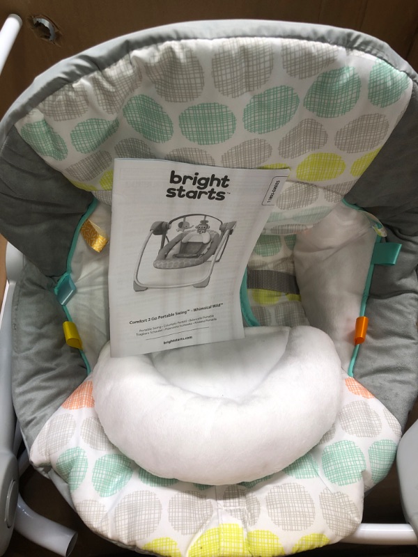 Photo 4 of Bright Starts Whimsical Wild Portable Compact Automatic Deluxe Baby Swing with Music and Taggies, Newborn and up