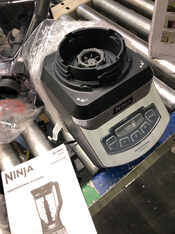 Photo 1 of Ninja BL660 Professional Compact Smoothie & Food Processing Blender, 1100-Watts, 3 Functions for Frozen Drinks, Smoothies, Sauces, & More, 72-oz.* Pitcher, (2) 16-oz. To-Go Cups & Spout Lids, Gray 1100 Watts with Single Serve