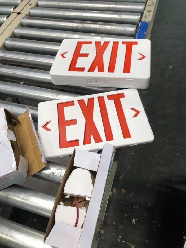 Photo 3 of OSTEK Red LED Exit Sign with Emergency Lights?Two LED Adjustable Head Emergency Exit Lights with Battery Backup, Dual LED Lamp ABS Fire Resistance UL-Listed 120-277V