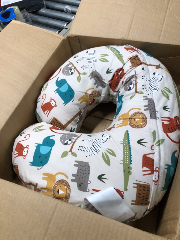 Photo 1 of Boppy Original Nursing Support, FKA Boppy Nursing Pillow, Neutral Jungle, Ergonomic Breastfeeding, Bottle Feeding, and Bonding, with Hypoallergenic Fiber Fill, with Removable Cover, Machine Washable Neutral Jungle Colors