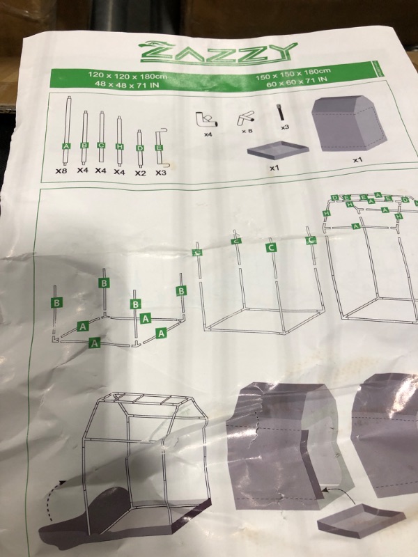 Photo 3 of ***NOT EXACT***
Zazzy Grow Tent, Plant Growing Tents 600D Mylar Hydroponic Indoor Grow Tent with Window, Kit Bag & Floor Tray 