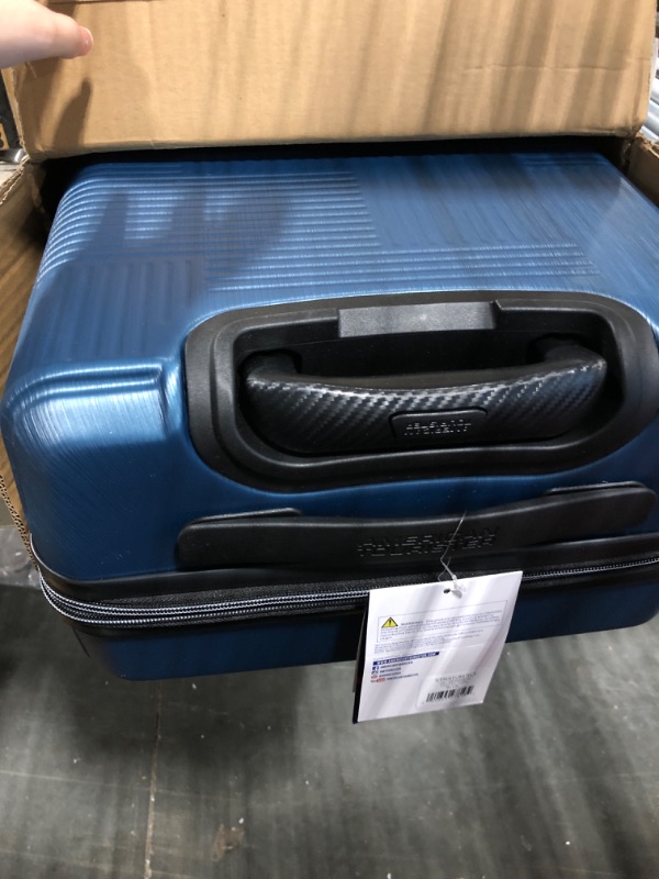 Photo 3 of American Tourister Stratum XLT Hardside Luggage with Spinner Wheels, Blue Spruce, Carry-On  Carry-On  Blue Spruce