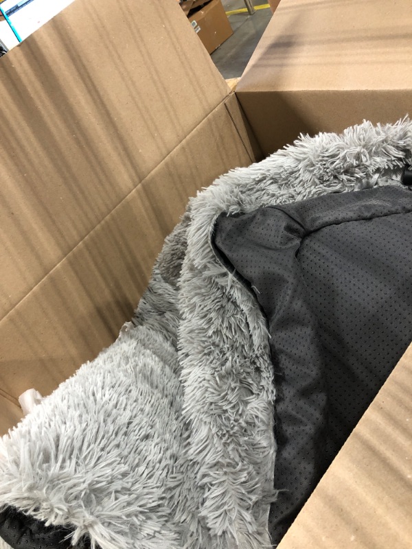 Photo 2 of ***NOT EXACT***
Calming Dog Couch Beds for Large Dogs, Fluffy Plush Mat for Pets, Anti Anxiety Dog Bed with Removable Washable Cover for Large Medium Small Dogs and Cats, Light Grey,  Large Light Grey