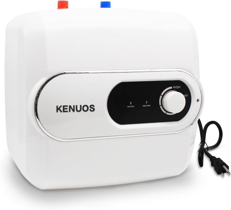 Photo 1 of ***UNABLE TO TEST IN WAREHOUSE***
KENUOS Electric Mini Tank Water Heater 1.5KW 4 Gallon 15L Shelf, Wall or Floor Mounted 110/120V Small Compact Tank Storage Instant Under Sink Plug in Small Tank Storage
