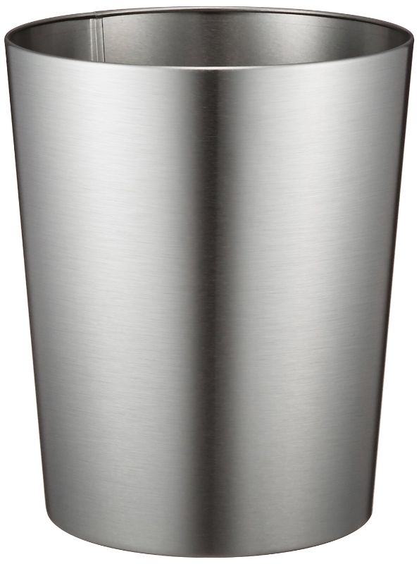 Photo 1 of 
iDesignRound Metal Waste Basket, The Patton Collection – 8" x 8" x 9.7", Brushed Stainless Steel