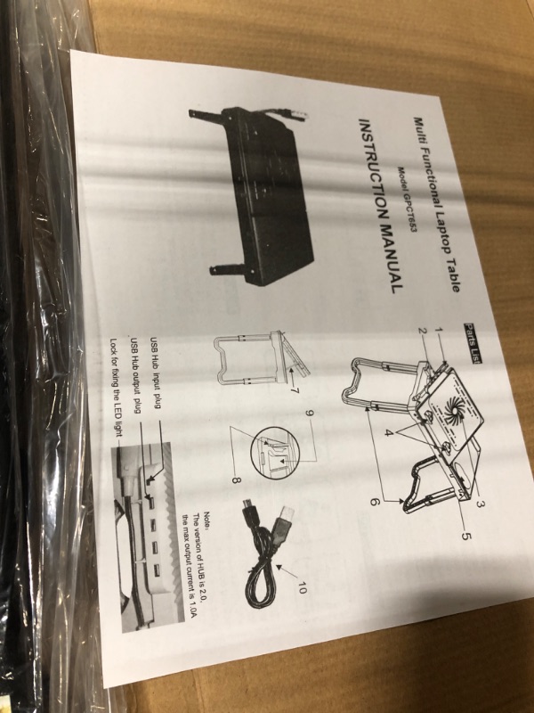 Photo 4 of Moclever Laptop Table for Bed-Multi-Functional Laptop Bed Table Tray with Internal Cooling Fan & 2 Independent Laptop Stands-Foldable & 3 Different Height Laptop Desk-LED Lamp-4 Port USB