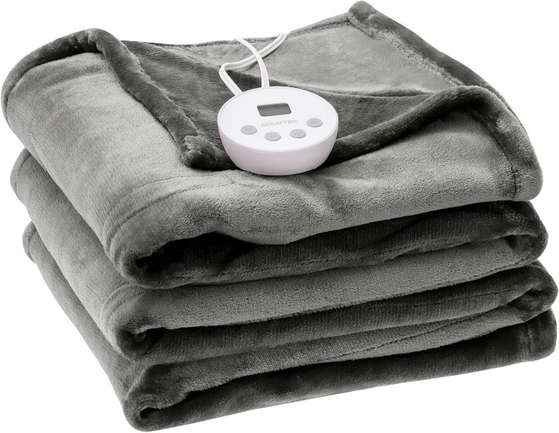 Photo 1 of *** BLANKET ONLY NO HEAT** Giantex Electric Blanket Heated Throw Blanket - Twin Size Machine Washable Electric Blanket Throw with Fast Heating, Hand Controller 10 Heating Settings, Auto Shut-Off 84x62 Electric Blankets, Gray