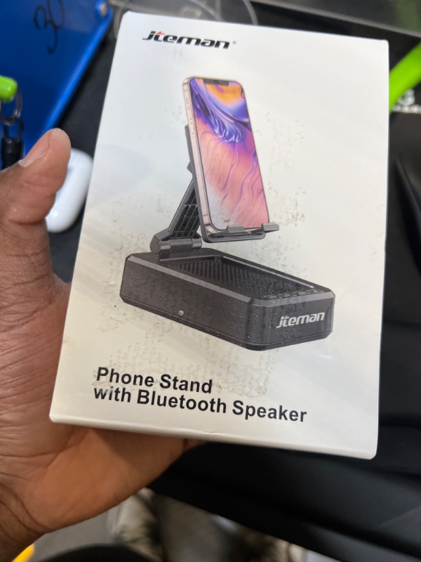 Photo 2 of Cell Phone Stand with Wireless Bluetooth Speaker and Anti-Slip Base • HD Surround Sound • Perfect for Home and Outdoors • with Bluetooth Speaker for Desk • Compatible with iPhone/ipad/Samsung Galaxy