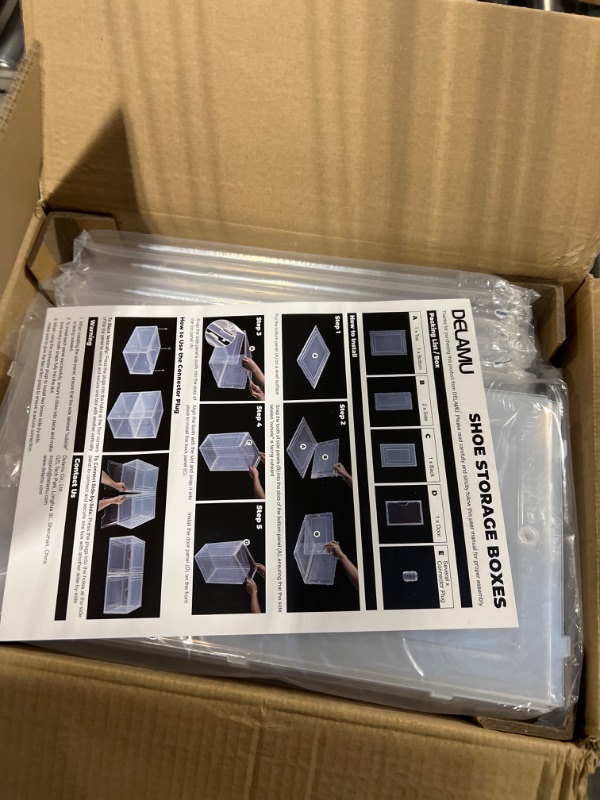 Photo 1 of Shoe Storage Boxes, 6 Pack Shoe Box Clear Plastic Stackable, Shoe Organizer Box, Drop Front Shoe Organizer for Closet, Plastic Display Shoe Boxes, Shoe Containers for Sneaker Storage Up to US Size 12