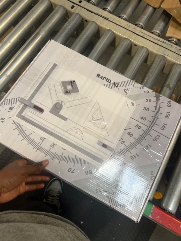 Photo 2 of SALEMAR Inch Scale A3 Drafting Table Drawing Board, Drawing Tool Set Graphic Architectural Sketch Board with Parallel Motion, Set Square, Clamps, Protractor, Anti Slip Support Legs, Sliding Ruler