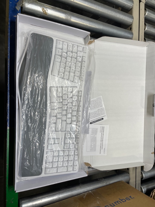Photo 1 of DeLUX Wireless Ergonomic Split Keyboard • with Cushioned Palm Rest • Against Carpal Tunnel • [Standard Ergo] Keyboard Series • Multi-Device Connection • Compatible with Windows, Mac OS • GM901D-White
