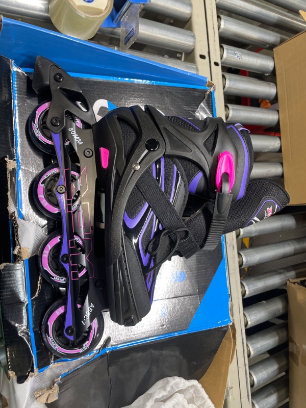 Photo 2 of 2PM SPORTS Vinal Girls Adjustable Inline Skates with Light up Wheels Beginner Skates Fun Illuminating Roller Skates for Kids Boys and Ladies… XXL
