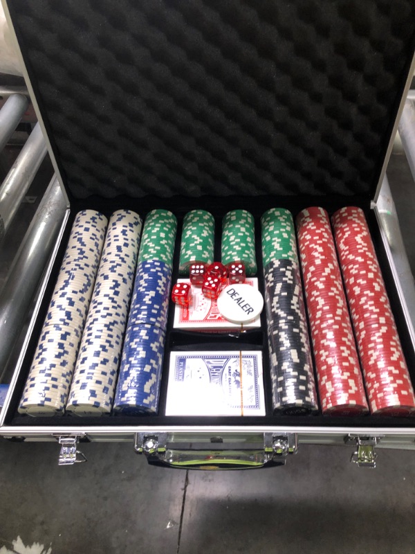 Photo 1 of Comie Poker Chips,500PCS Poker Chip Set with Aluminum Travel Case,11.5 Gram Poker Set for Texas Holdem Blackjack Gambling Red Green Black White Blue