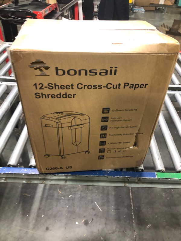 Photo 1 of Bonsaii Paper Shredder, 12-Sheet Cross-Cut Shredder for Home Office Use, 30-Minutes Heavy Duty Shredder with 4.2 Gal Pullout Bin & 4 Casters for Credit Card/CD Anti-Jam Shredding Machine (C266-A) 12 Sheet-4.2 Gal