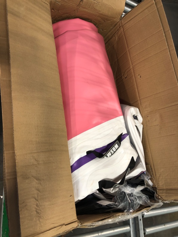 Photo 1 of AWSUM Inflatable Air Gymnastics Mat 10ft/13ft/16ft/20ft/23ft Training mat 4/8 inches Thick tumbling mat with Electric Pump for Home/Gym/Outdoor 10ft*6.6ft*4in(3*2*0.1M) Purple/Pink