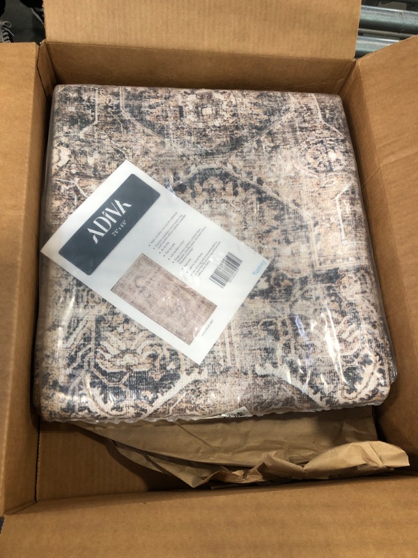 Photo 1 of Adiva Rugs Machine Washable Area Rug with Non Slip Backing for Living Room, Bedroom, Bathroom, Kitchen, Printed Persian Vintage Home Decor, Floor Decoration Carpet Mat (VIZON, 2'6" x 6'6") 2'6" x 6'6" Vizon 43
