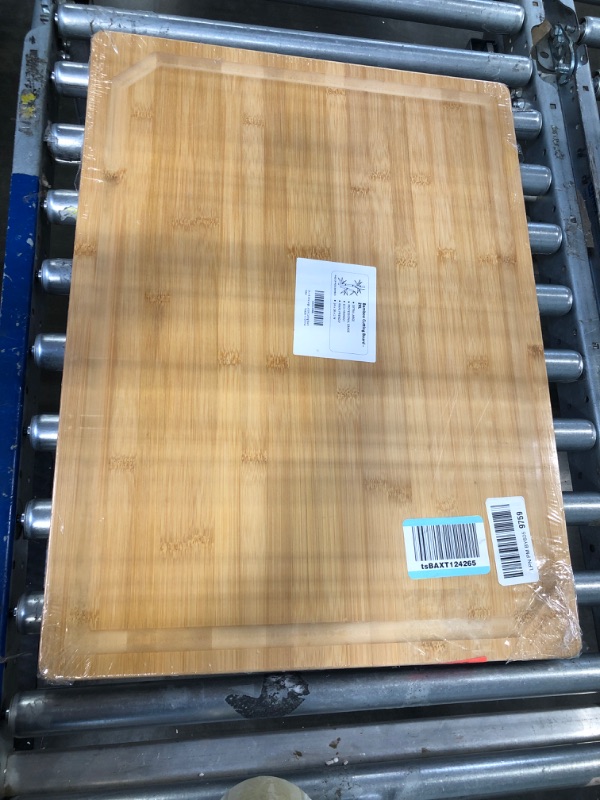 Photo 2 of 24 x 18 Extra Large Bamboo Serving Boards for Kitchen, Heavy Duty Wood Butcher Block Chopping Board with Handle and Juice Groove for Meat, Large Charcuterie Board, Over the Sink Cutting Board