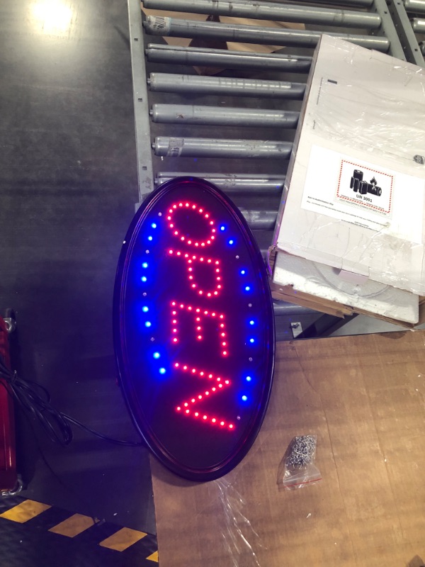 Photo 3 of LED Open Sign with Remote, FITNATE Ultra Bright Electric Light Up Signs for Business, Timing Function, 2 Lighting Modes Flashing & Steady Advertisement Board for Store, Bar, Hotel, Cafe (19x10 inch) 19x10" Oval
