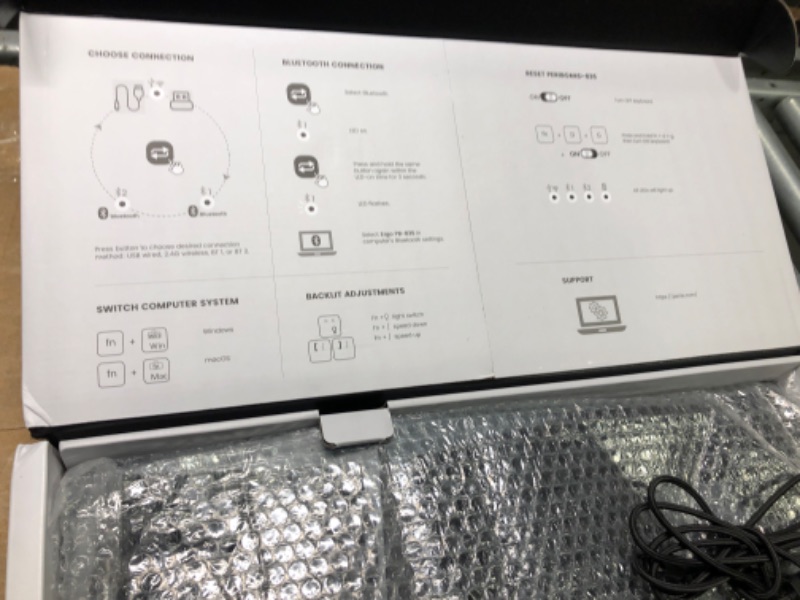 Photo 5 of Perixx PERIBOARD-835RD Wireless Ergonomic Mechanical Keyboard - RGB Backlit - Low-Profile Red Linear Switches - Multi-Device Connection - Compatible with Windows and Mac OS X - US English Wireless Backlit Linear