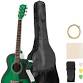 Photo 1 of ARTALL 39 Inch Handmade Solid Wood Acoustic Cutaway Guitar Beginner Kit with Gig Bag, Strings, Picks, Strap, Glossy green 