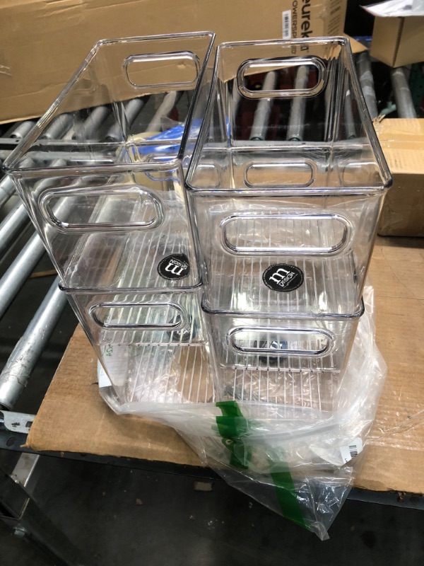 Photo 1 of 4 pack Refrigerator Organizer Bins, Clear Plastic Storage Bins with Handles