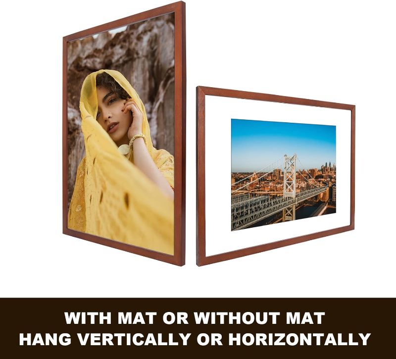 Photo 1 of 18x24 Frame, 18x24 Picture Frame Matted to 16x20, Solid Wood Poster Frame-Horizontal and Vertical Wall Hanging for Home, Exhibition
