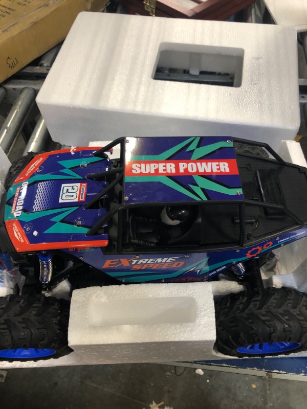 Photo 3 of DEERC DE60 Large 1:8 Scale Upgraded RC Cars Remote Control Car for Adults Boys,Off Road Monster Truck with Realistic Sound,2.4Ghz 4WD Rock Crawler Toy All Terrain Climbing,2 Batteries for 80 Min Play Classic Blue