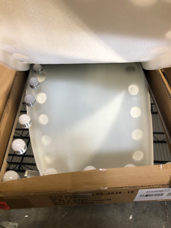 Photo 1 of 22.8"x 18.1" Vanity Mirror Makeup Mirror with Lights,10X Large Hollywood Lighted Vanity Mirror with 15 Dimmable LED Bulbs,3 Color Modes,Touch Control for Bedroom,Tabletop or Wall-Mounted White 23*18-led mirror