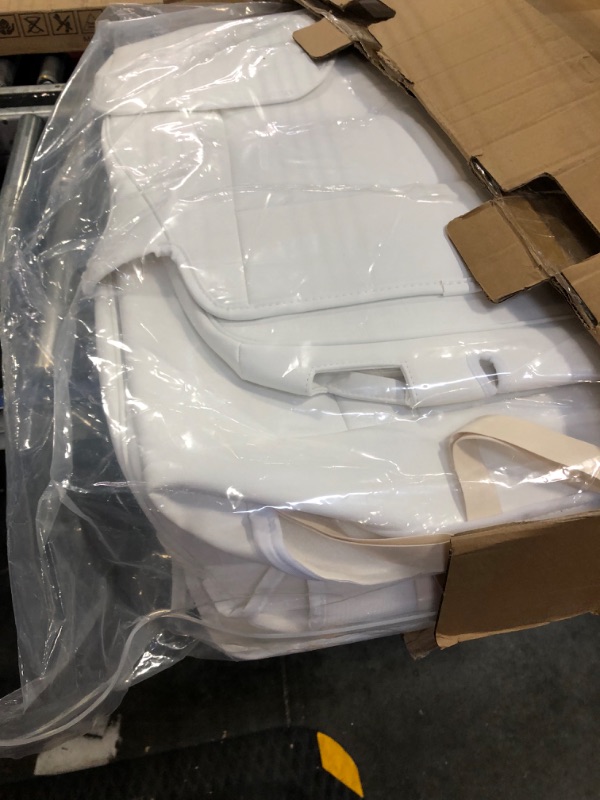 Photo 3 of ** ONE HEAD COVER IS RIPPED **  Tesla Seat Covers Model Y White Car Seat Covers for Tesla Model Y 2023 2022 2021 2020 5 Seat Fully Wrapped Seat Protector (Model 3)