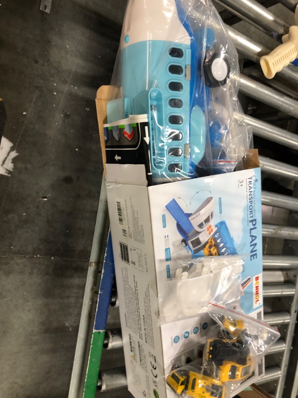 Photo 1 of Bennol Spray Airplane Toys for Boys, Large Transport Cargo Airplane with 6 Construction Vehicle 10 Road Signs 1 Play Mat, Plane Toy with Lights Sounds, for Boys Age 3 4 5 6 3377-2