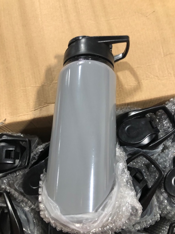 Photo 4 of 20 Pack Aluminum Water Bottles 20 Oz Metal Sports Bottles with Snap Lids Portable Bike Water Bottle Reusable Travel Bottles with Handle Bulk Pack for Gym Hiking Sports Camping Fishing Gray