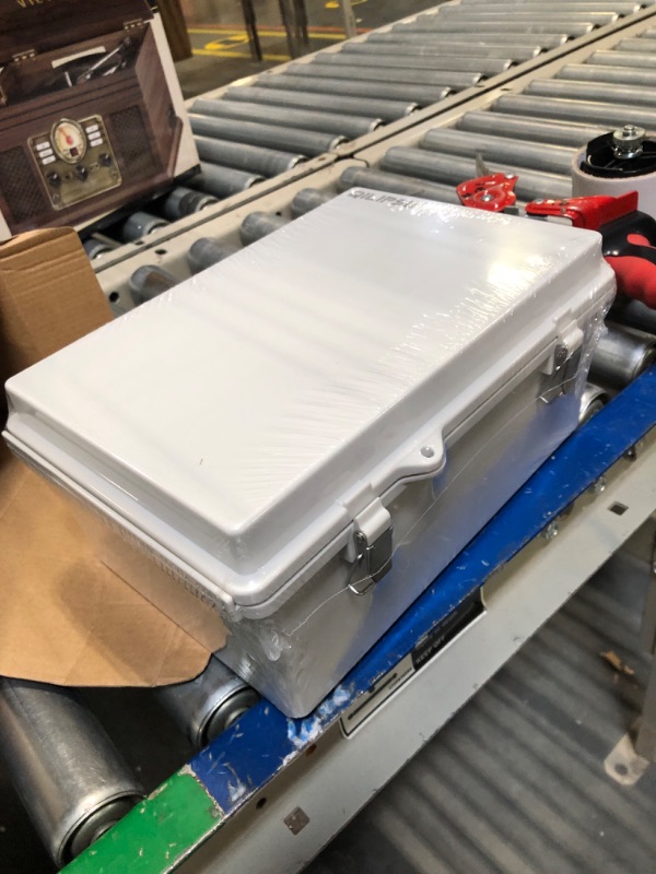 Photo 3 of QILIPSU Hinged Cover Stainless Steel Latch 285x195x130mm Junction Box with Mounting Plate, Universal IP67 Project Box Waterproof DIY Electrical Enclosure, ABS Plastic Grey (11.2"x7.7"x5.1") 11.2"x7.7"x5.1" Grey