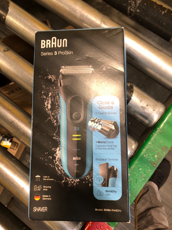 Photo 2 of **USED NEEDS CLEANING*** Braun Electric Series 3 Razor with Precision Trimmer, Rechargeable, Wet & Dry Foil Shaver for Men, Blue/Black, 4 Piece