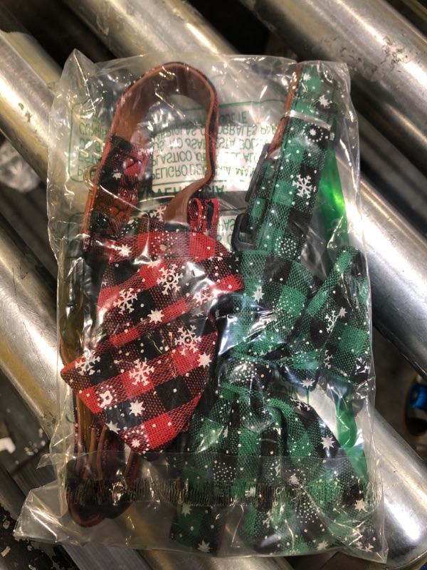 Photo 1 of ADOGGYGO 2 Pack Christmas Dog Collar with Bow Tie, Classic Plaid Red Green Dog Collars with Removable Bowtie Christmas Collars for Medium Dogs Pets (Medium, Christmas Bow-2) Medium Christmas Bow-2