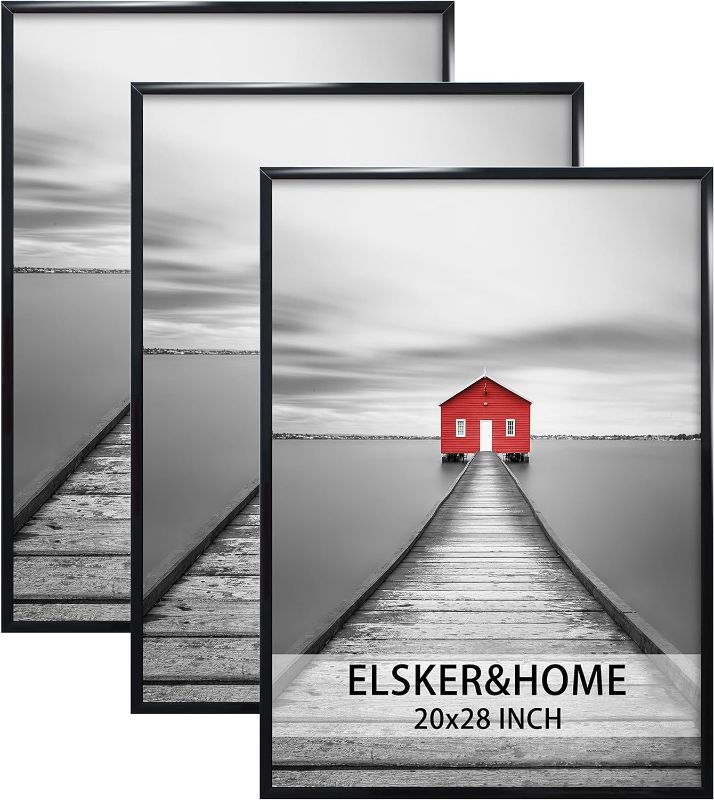 Photo 1 of ELSKER&HOME 20x28 Frame, Picture Frame 3 Pack Black, Poster Frame 20x28 for Horizontal or Vertical Wall Mounting, Durable and Scratch-proof